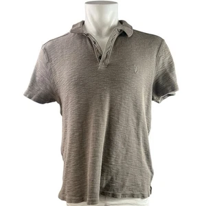 Allsaints Men's Brown Knit Short Sleeve Collared Button Golf Polo Shirt Top Sz L - Picture 1 of 4