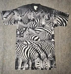 Vintage RADICAL NATURE ZEBRA SHIRT ALL OVER PRINT Gr. M 90S SINGLE STITCH MADE USA - Bild 1 von 7