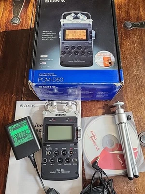 Sony PCM-D50 Linear Digital Audio Recorder, OEM Power Cord & Memory Stick TESTED - Image 1 of 4