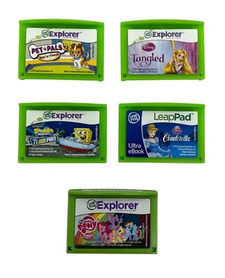 5 Leap Frog LeapPad Explorer Learning Game Lot Tangled Sponge Bob Little Pony - Image 1 of 4