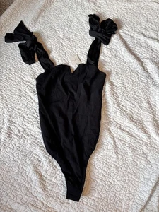 Free People Black One-Piece Bodysuit with Tie Straps Size Small #749 - Picture 1 of 5