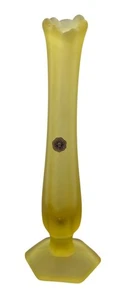 Westmoreland Yellow Satin Glass Bud Vase 8.5" Hexagonal Base Vintage Collectible - Picture 1 of 11