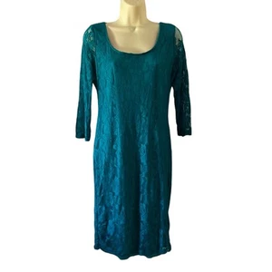 Bailey Blue Teal Stretch Lace Dress Juniors Size XL Bodycon Lined - Picture 1 of 10
