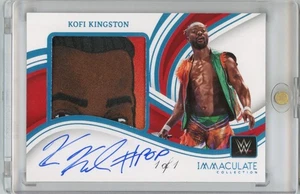 2023 Panini Immaculate WWE Kofi Kingston Premium Patch Autograph Platinum #d 1/1 - Picture 1 of 2