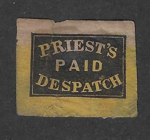 Priests Paid Despatch,1851, Pennsylvania Local Carrier,schwarz auf gelb,unbespielt - Bild 1 von 2