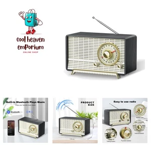YOWGUIF AM FM Radio Classic Retro Wood Table Radio Bluetooth Speakers Radios ... - Picture 1 of 8