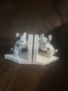 Art Deco Porcelain French Bulldog Bookends, Germany Hard To Find - Picture 1 of 12