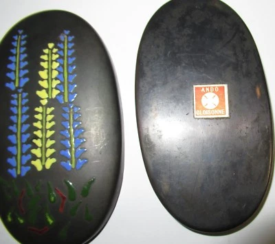 ANDO REPOUSSE CLOISONNE COBRE ESMALTE FLORAL CAJA CON ETIQUETA ANDO Foto 1 de 4