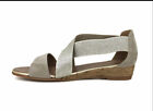 NWOB $119 Eric Michael MIA Beige Leather Gold Metallic Espadrille Sandal EU36