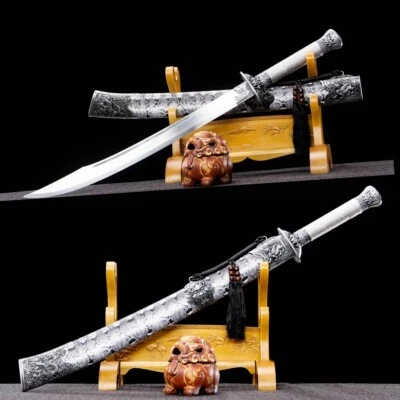 Espada china forjada a mano Kung Fu Dao afilada hoja de acero al carbono 1095 espada ancha Foto 1 de 4