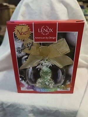 Lenox ~ Bola Maravillosa de Vidrio Mercurio Muñeco de Nieve Iluminado Adorno de Navidad 4.75" ~ Nuevo en Caja Foto 1 de 4