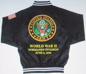CHAQUETAS DE HONOR NORMANDY INVASION 1944 SEGUNDA GUERRA MUNDIAL*CHAQUETA DE SATÉN BORDADA DE 2 LADOS DEL EJÉRCITO - Imagen 1 de 4