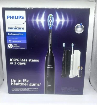 Juego de cepillos de dientes Philips Sonicare ProfessionalClean Power HX7513/70 (Negro/Blanco) Foto 1 de 4
