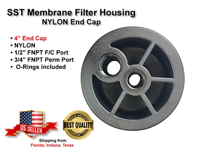 Stainless Steel RO Membrane Housing NYLON End Cap 1/2" x 3/4" - Image 1 of 4