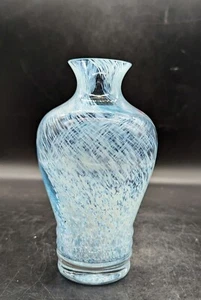 Vintage Caithness Kunstglas große blau gesprenkelte Rondo Vase 7,5" Schottland - Bild 1 von 10