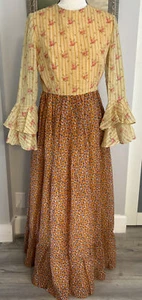 Vtg New With Tags Neiman Marcus Boho Floral Maxi Dress Flower Power 60s 70 M - Picture 1 of 9