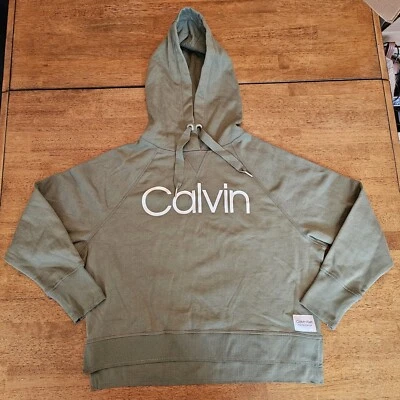 Calvin Klein Jeans Women Green Hooded Sweatshirt Measurements In Pictures READ⬇️ - Image 1 of 4