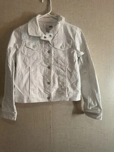 So Girls White Denim Jacket Sz XL (14/16) Long Sleeve Snap Button - Picture 1 of 5