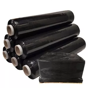 6 starke schwarze Wrap Palette Stretch Schrumpffolie 500 mmx250m 25mu Stretch FILM ROLLE - Bild 1 von 3