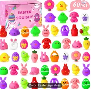 60pcs Mini Kawaii Squishy Animals, Stress Relief Toys For Easter, Perfect Basket - Picture 1 of 5