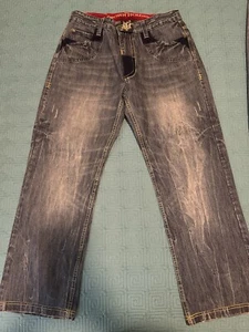 Crown Holder Black Embroidered Jeans Men’s Size 36 - Picture 1 of 6