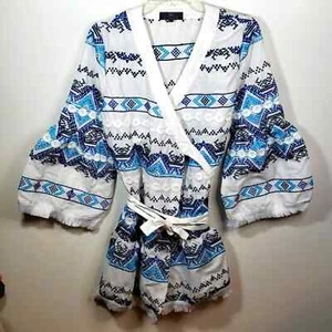 Southwest Embroidery Wrap Kimono Dress Jacket Bell Sleeves Sz L Situ Showroom - Picture 1 of 10