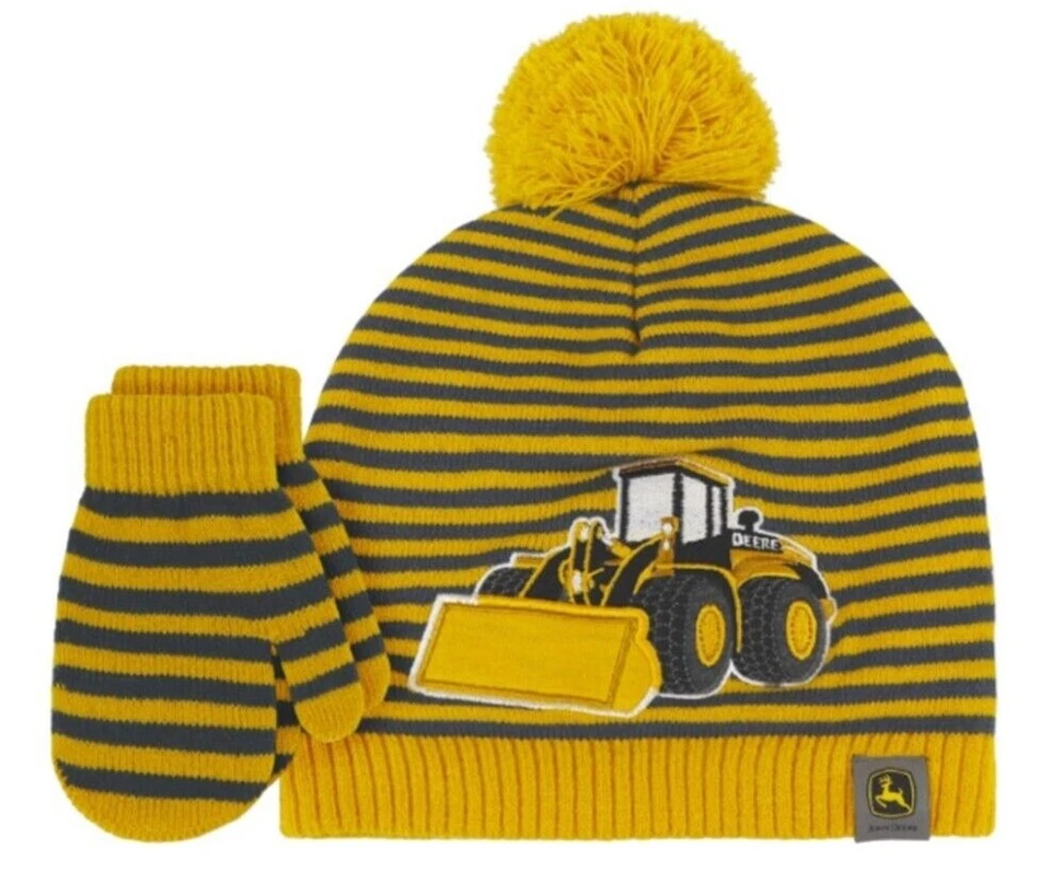 NUEVO John Deere Tapa Medias para Niños Pequeños con Juego de Mitones Tractor Cargador 2 Estilos Foto 1 de 1