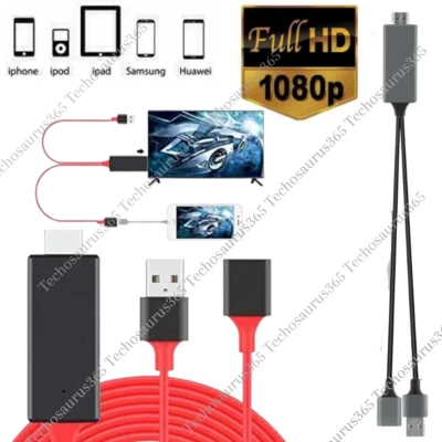 1080P HDMI Mirroring AV Cable for iPhone iPad Android Phone to TV HDTV Adapter - Image 1 of 4