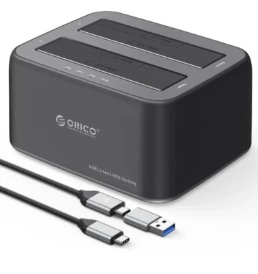 ORICO Hard Drive Docking Station with Offline Clone, Aluminum Alloy Dual Bay USB - Image 1 of 4