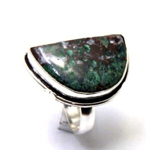 Azurite Malachite 925 Sterling Silver Plated Handmade Jewelry Ring US Size 7.5