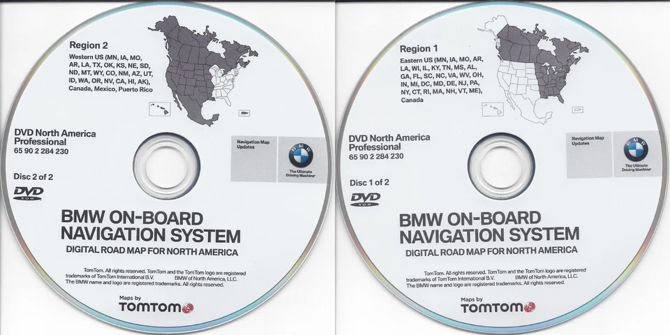 2007 2008 2009 BMW M5 M6 X5 X6 Navigation USA + Canada DVD EAST & WEST Update - Image 1 of 1
