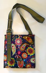 HADAKI Crossbody Sling Bag Colorful Paisley and Flower print with Vinyl Strap - Picture 1 of 7