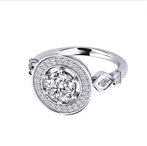 1.25 Ct Round Cut Engagement Ring IGI Certified Lab Created Diamond 950 Platinum - Picture 1 of 14