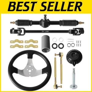 Universal 320mm Adjustable Steering Wheel with Rack & Pinion for Go Karts & ATVs - Picture 1 of 8