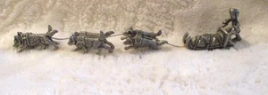 Vintage~Pewter~Miniature~Snow Sled Driver & 6 Dogs~6.0" Length - Picture 1 of 11