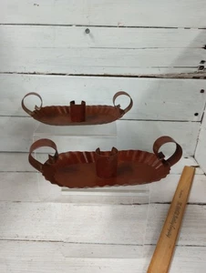 Vintage Rustikale Metall Kammerleuchter Kerzenständer 2er Set - Primitive Bauernhaus - Bild 1 von 7