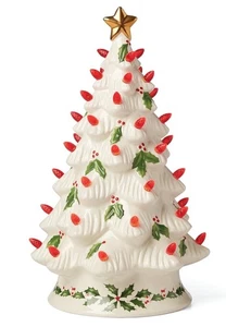 Lenox 893624 Treasured Traditions Holiday Red Bulbs Lit Tree, Christmas Ivory  - Picture 1 of 4