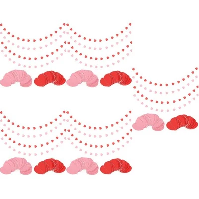 Set of 5 Heart Garland Hanging Valentines Day - Valentines Day Party Decoration - Image 1 of 4