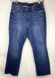 Judy Blue Bootcut Jeans 16W Stretch Dark Wash High Rise Raw Hem Denim - Picture 1 of 15