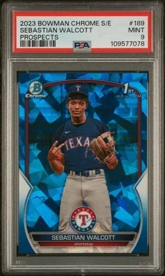 2023 Sebastian Walcott 1st Sapphire Prospects Rookie RC #189 PSA 9 Mint  - Image 1 of 3