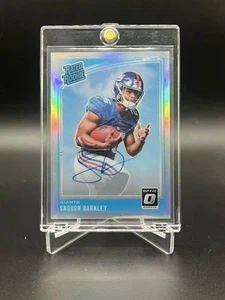2018 Panini Donruss Optic Saquon Barkley RC Rated Rookie Auto Holo #78/99 Giants - Picture 1 of 2