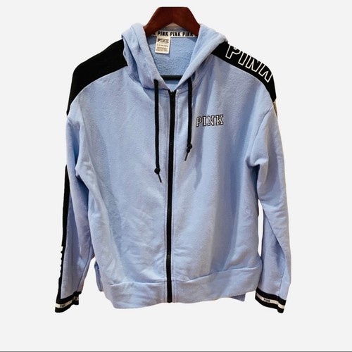 UNDERCOVER Felpa con cappuccio zip blu ROSA retrò Victoria’s Secret XS oversize leggera