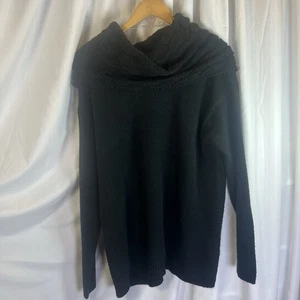 Twiggy London Cowl Neck Cable Knit Sweater Women's XL Black Long Sleeve New - Picture 1 of 10