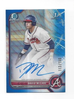 DAVID MCCABE 2022 BOWMAN DRAFT BLUE REFRACTOR AUTO /150 H911 - Image 1 of 2