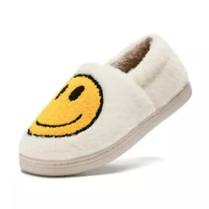 Cute Smile Face Slippers for Girls Boys,Soft 9.5-10 Little Kid White Yellow - Picture 1 of 6
