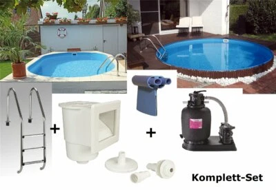 Pool Set komplett SCP Stahlwand Rundpool Stahlmantel Rundbecken rund / oval blau - Bild 1 von 4