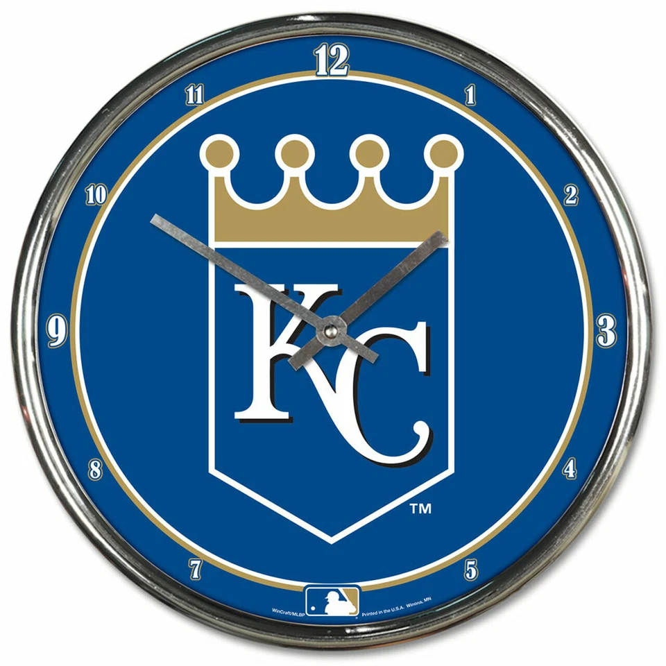 MLB Kansas City Royals 12" Round Chrome Wall Clock Fan Cave Decor - Image 1 of 1