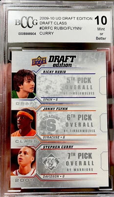 STEPHEN CURRY Rookie 2009 UPPER DECK EDITION GEM MINT 10 Ricky Rubio RC BCCG - Image 1 of 3