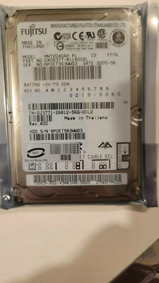 Fujitsu MHT2040AH PL ID: YTTN 40GB IDE 2.5" HD CA06377-B11400DL Rev. A00 - Image 1 of 2