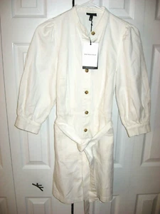 Womens NWT White WHO WHAT WEAR Buttonfront wTie Dress XS - Picture 1 of 2